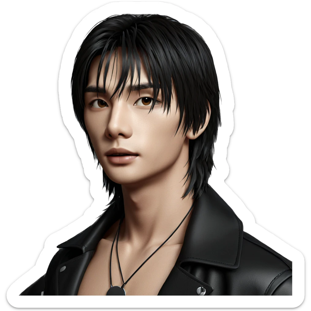fashionable young man in leather sticker