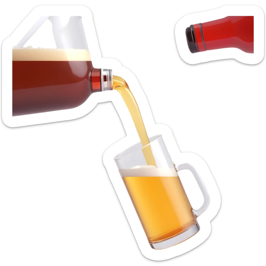 a beer being poured out in memory of a Ferrari, playful and respectful, with a hint of red to suggest Ferrari, no text sticker
