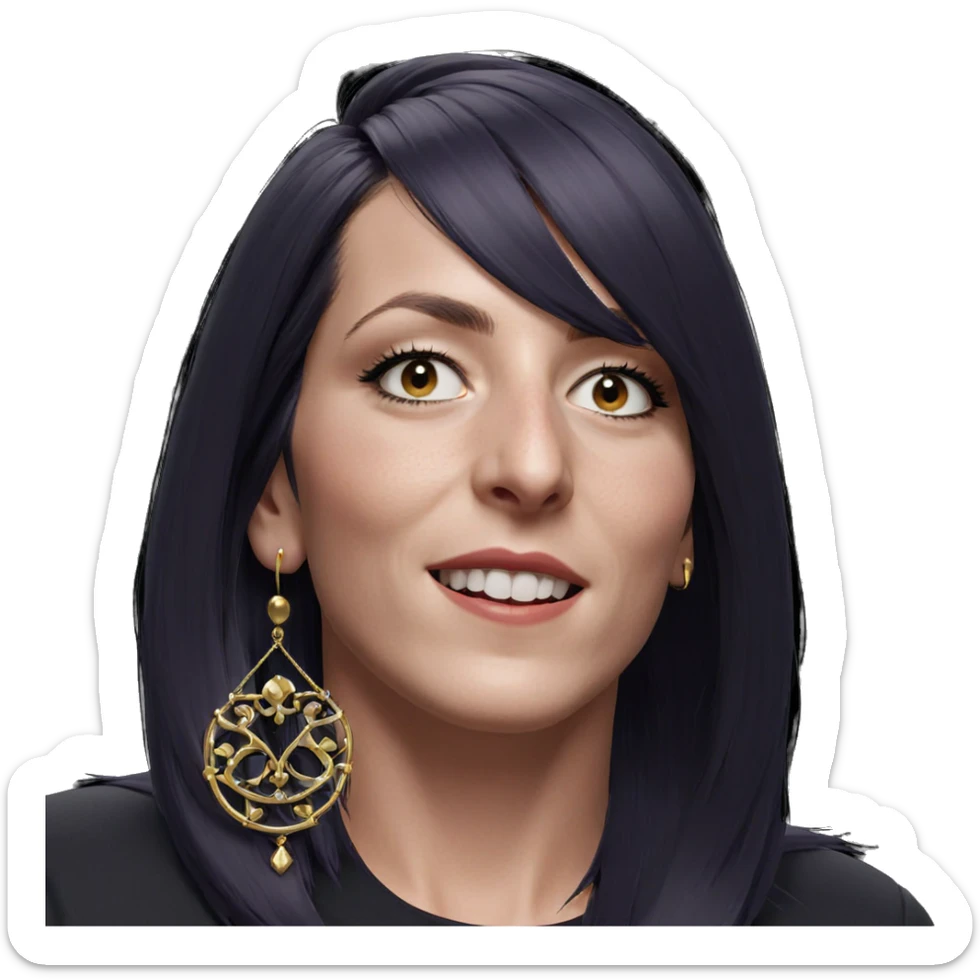 portrait of girl with earrings sticker