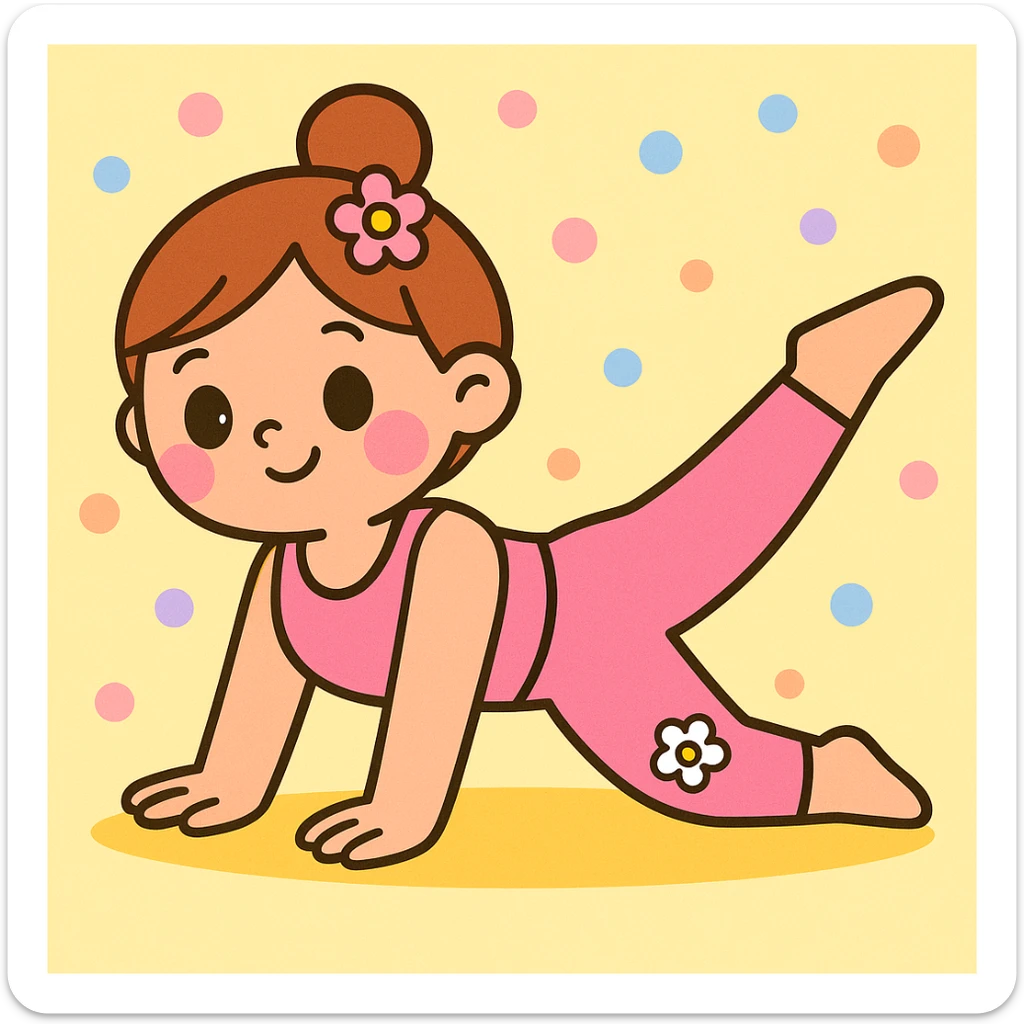 Make the girl in pink pilates outfit with floral accents in a pastel aesthetic, using soft pastel colors and a gentle vibe. sticker