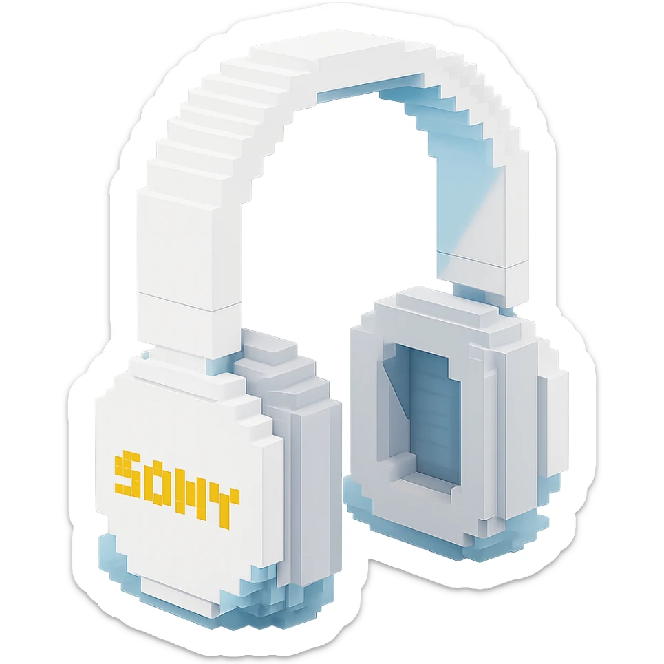 full-size white Sony headphones sticker