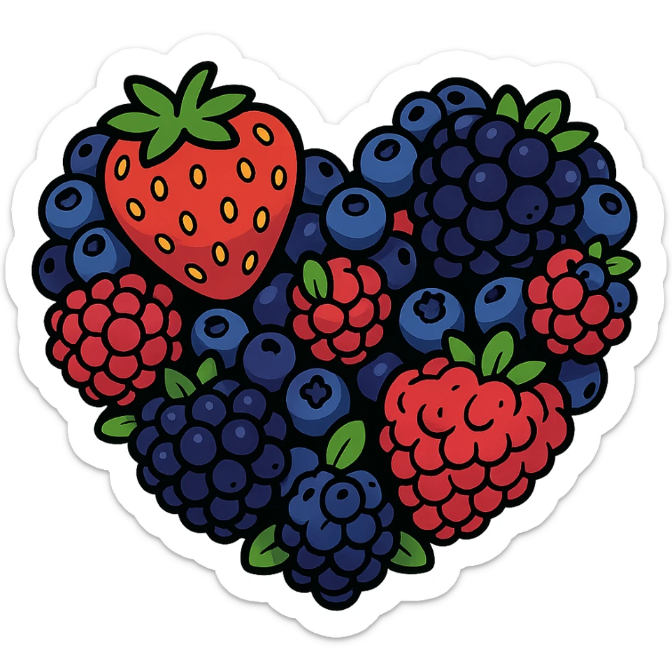 heart shape made out of berries sticker