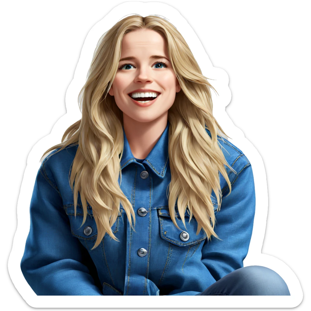 blonde girl in denim jacket sticker