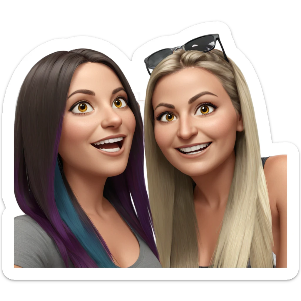 girls with multicolored hairstyles sticker