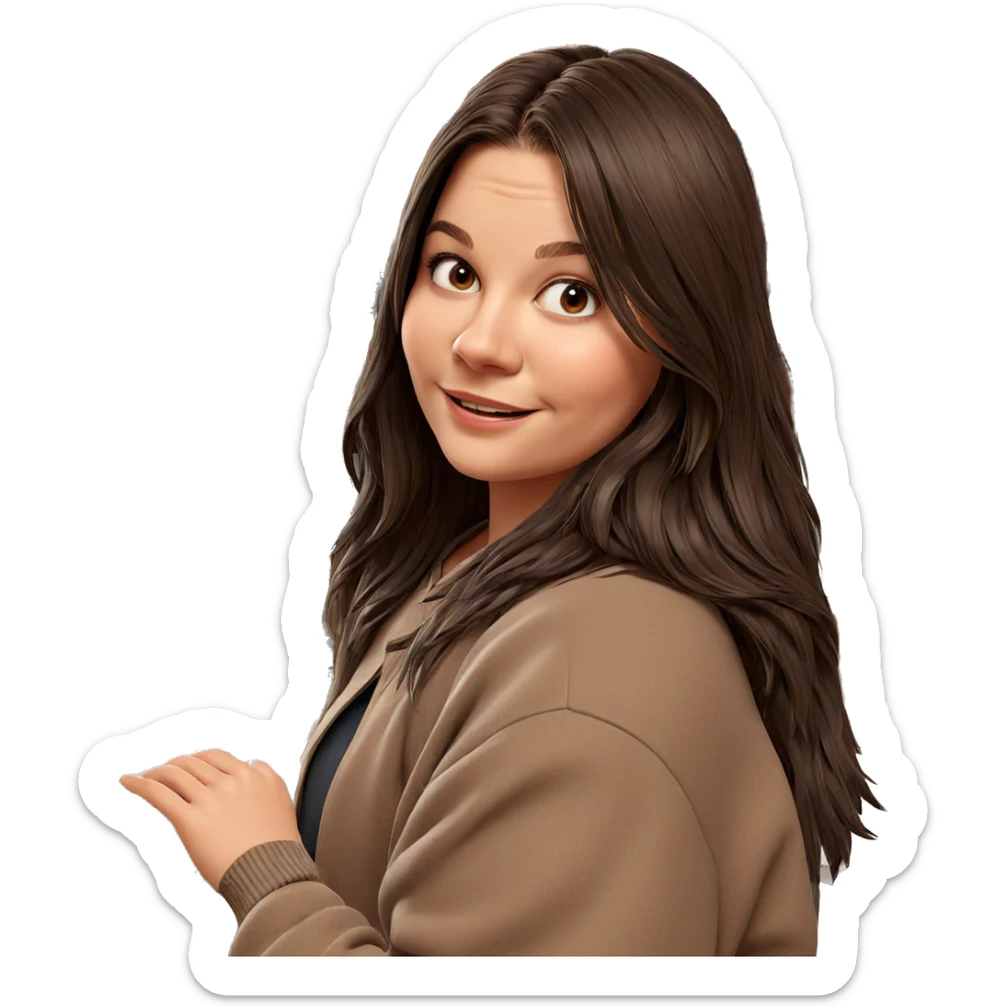 smiling girl in cozy room sticker