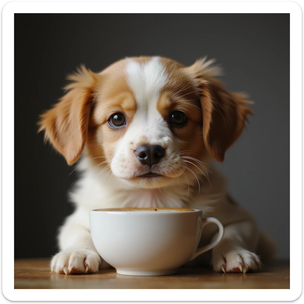 dog latte, realistic texture, gentle lighting sticker