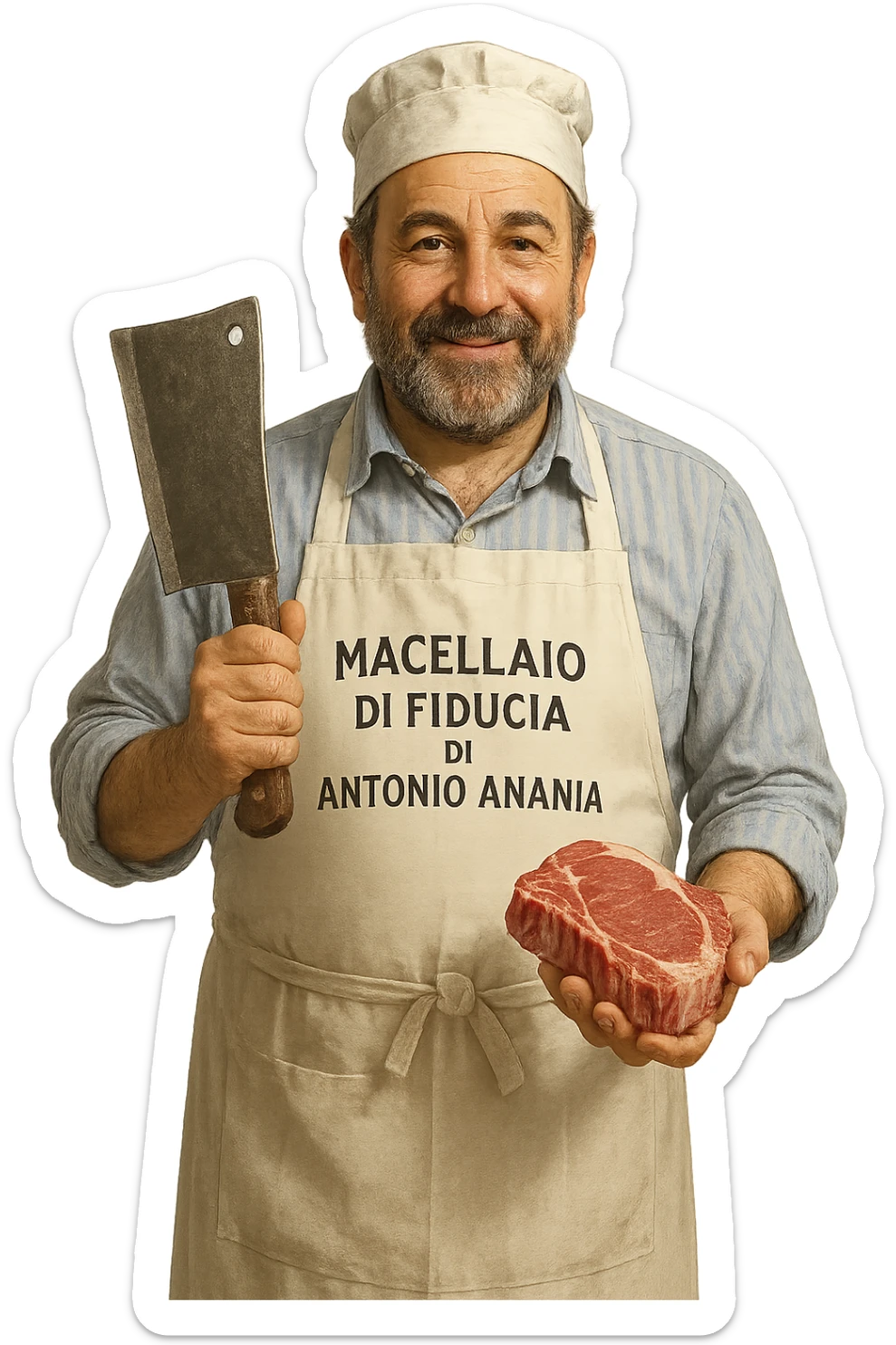 uomo Macellaio chiamato "Macellaio di Fiducia di Antonio Ananìa" sticker