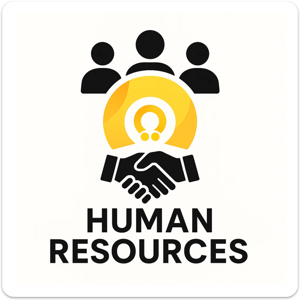 Place the Volio logo in the center, add a Human Resources logo or symbol such as a group of people or handshake around it, and make the overall object more iconic and recognizable. Maintain a professional and friendly look. The style should be clean and suitable for corporate branding. sticker