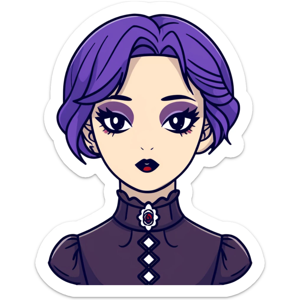gothic femboy with makeup, choker, and dark victorian clothes sticker