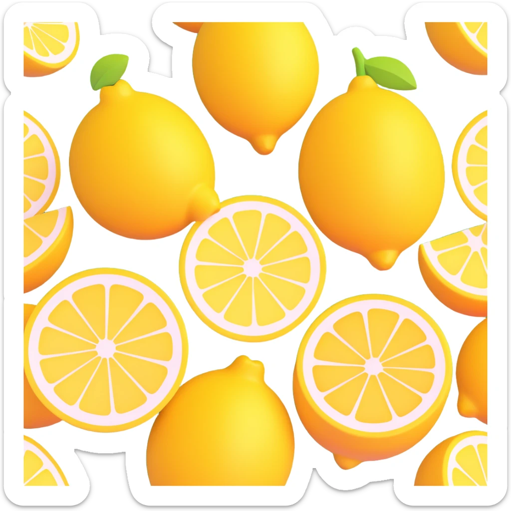 3D emoji style, realistic and lively citrus lemon icon without eyes, nose, or mouth, no background sticker