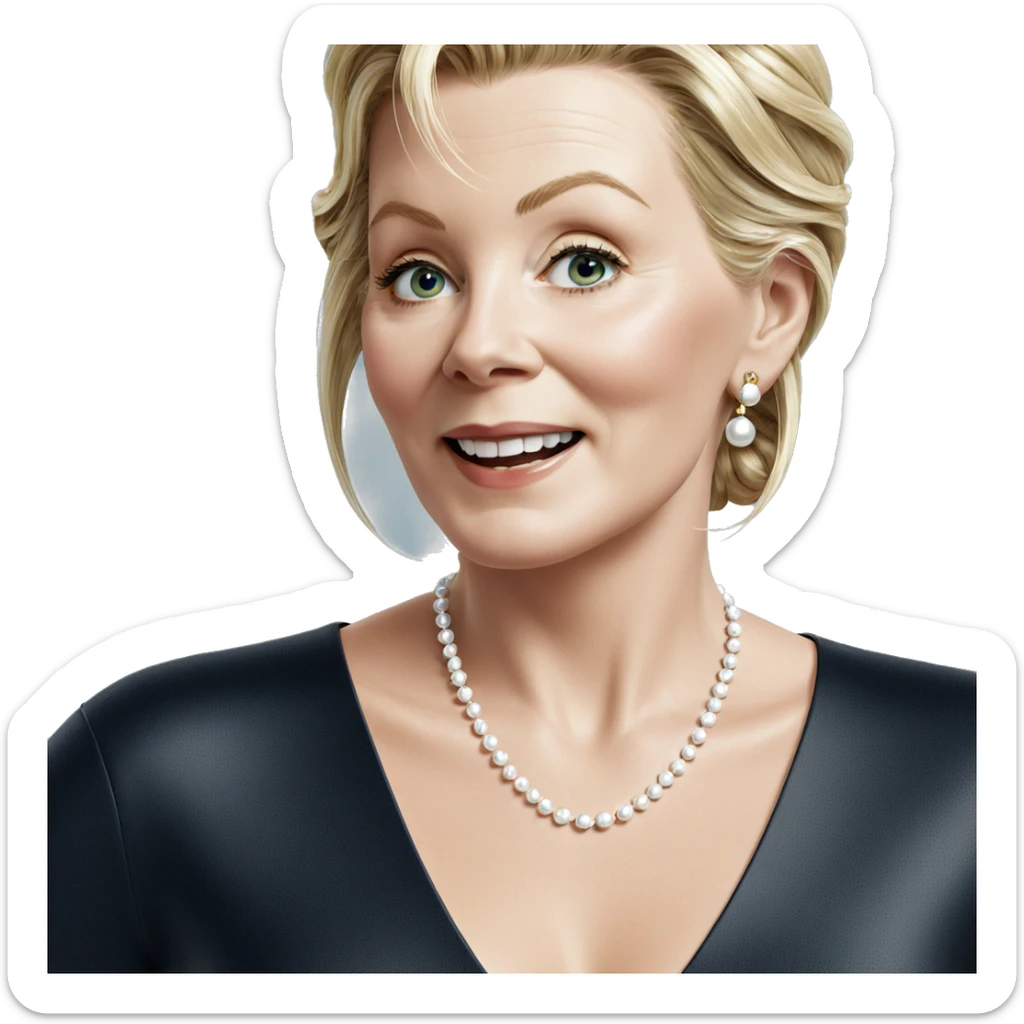 blonde girl with pearl jewelry sticker