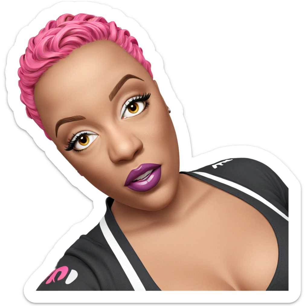 pink haired girl with piercing sticker