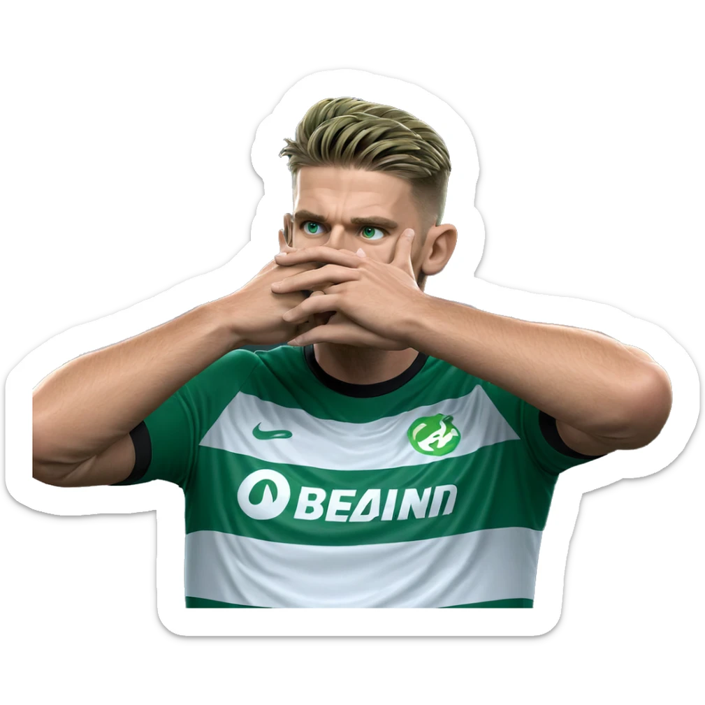 contemplative male in green jersey sticker