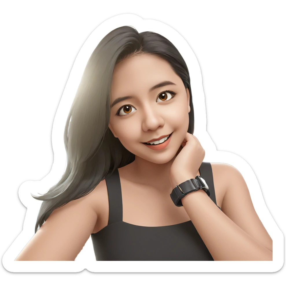 smiling girl in stylish hat sticker