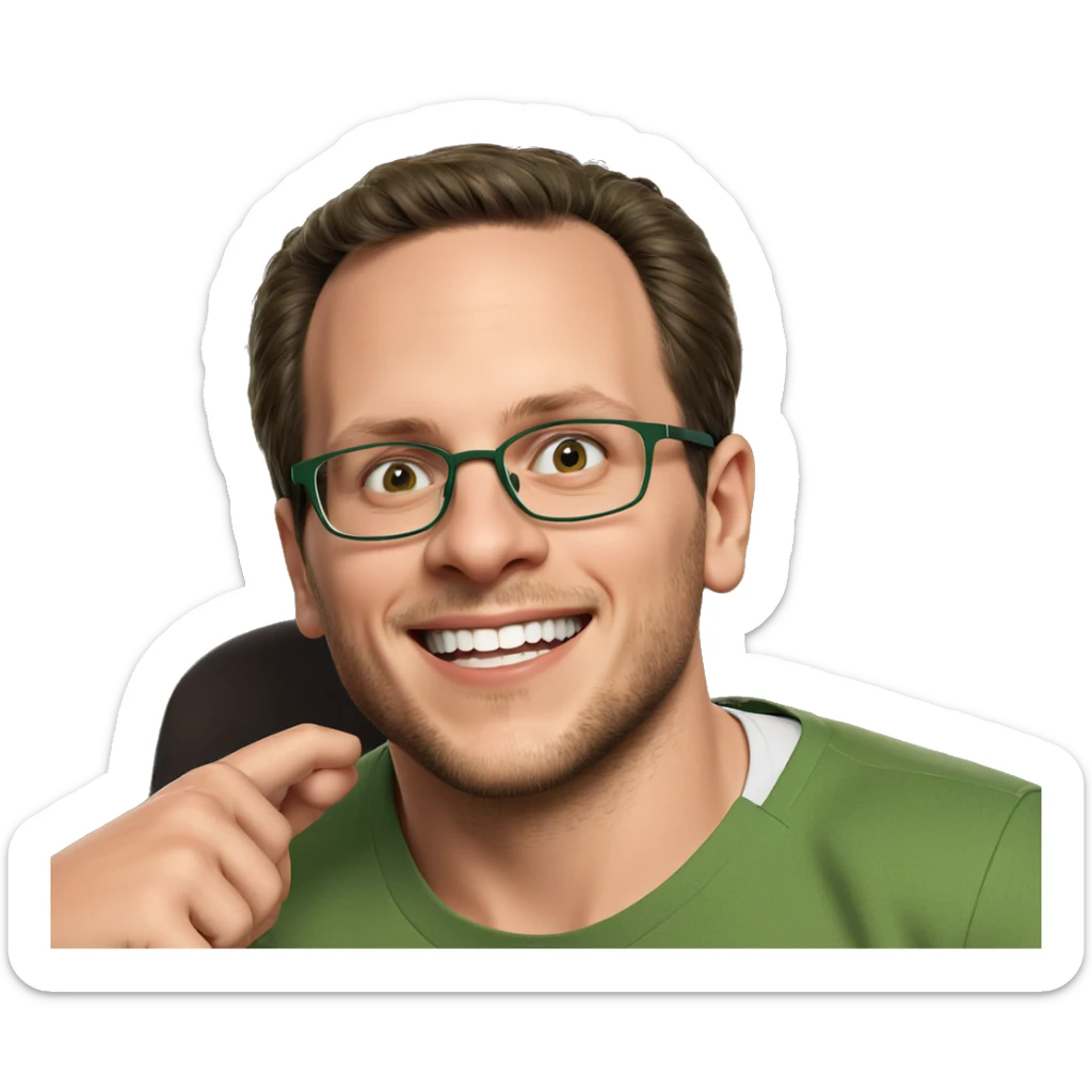 happy boy in green shirt sticker