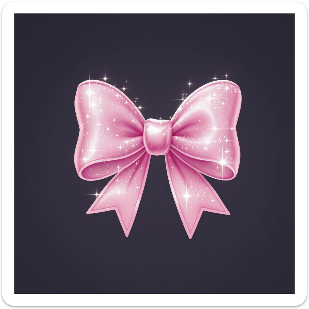 bow emoji, cute and shiny, with sparkles, no background sticker