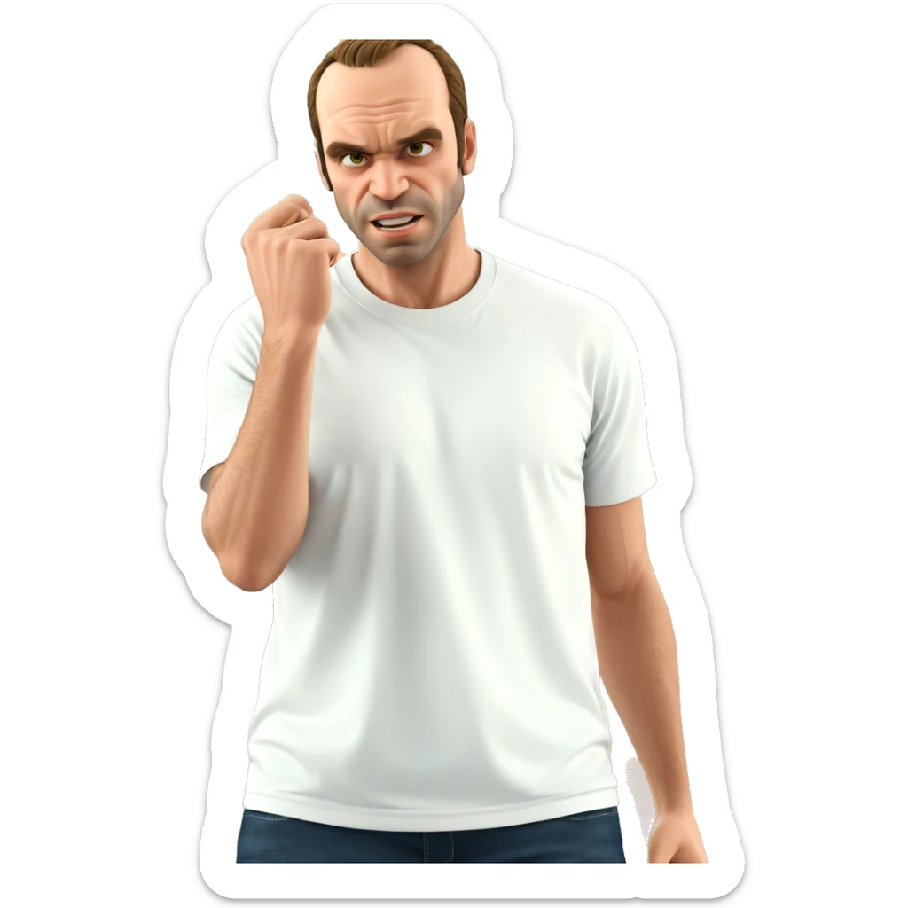 male in white t-shirt sticker