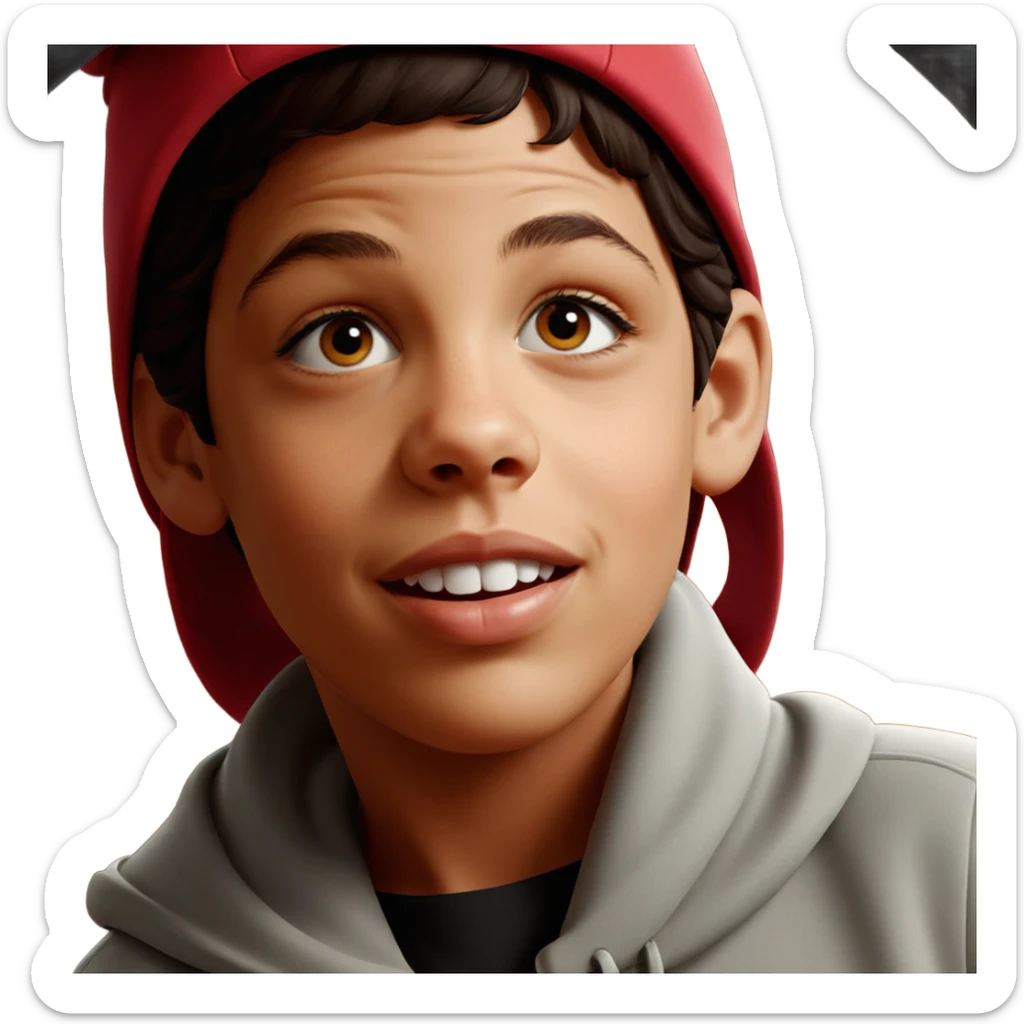 realistic portrait of girl wearing hat sticker