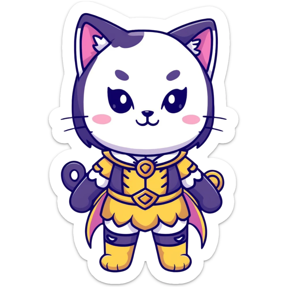 catgirl character with detailed fantasy costume, magical vibe, anime look sticker