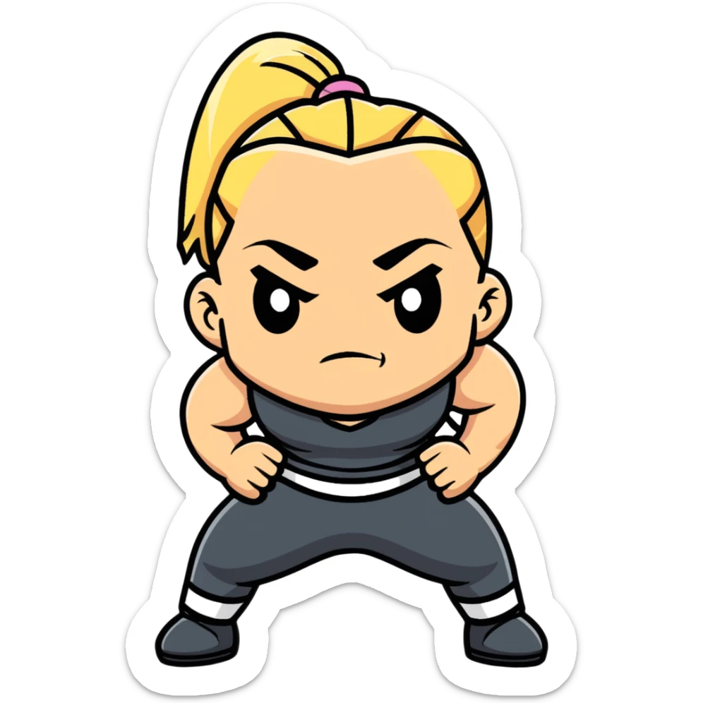 Hun from Teenage Mutant Ninja Turtles, muscular gang leader with blonde ponytail sticker