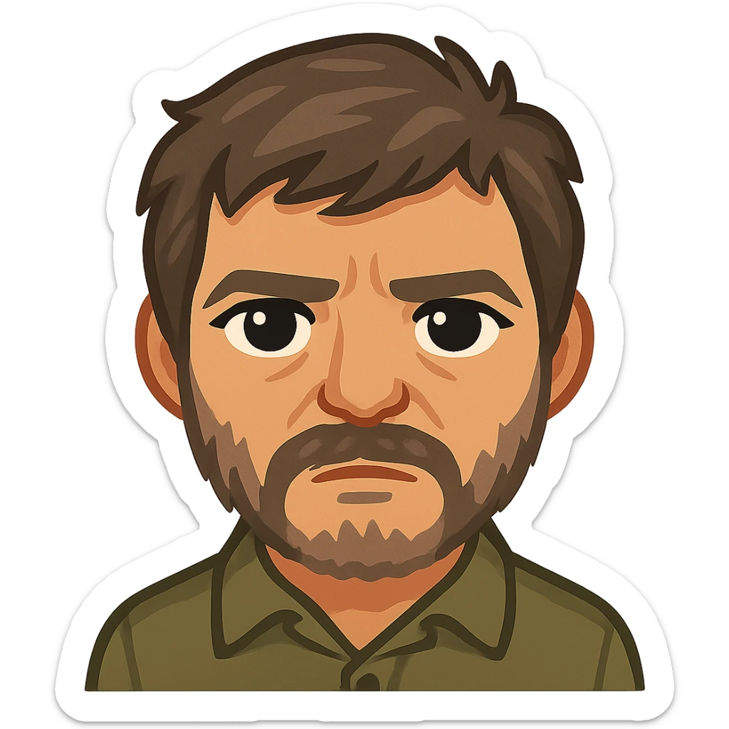 twitter emoji style joel from the last of us portrayed by pedro pascal sticker