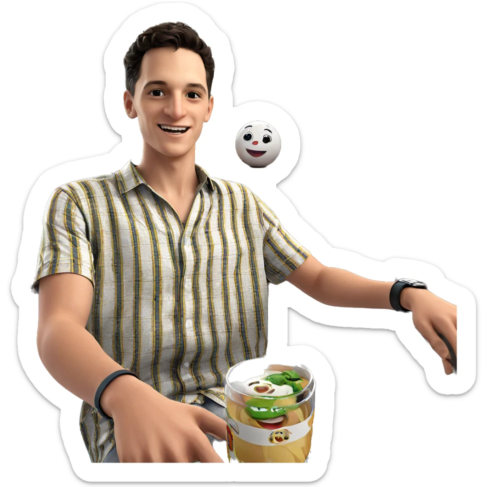 smiling boy enjoying time indoors sticker