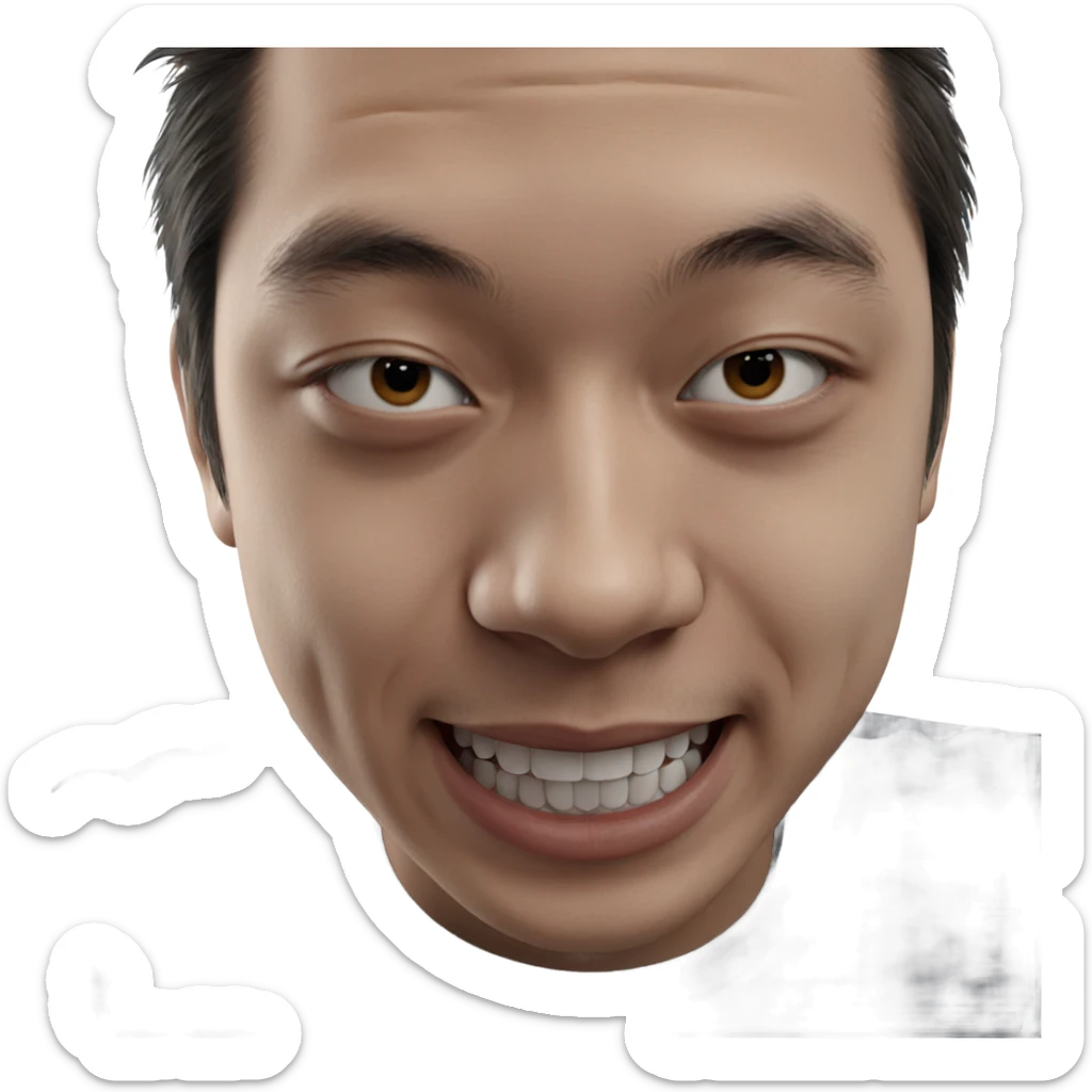 realistic portrait of smiling boy sticker