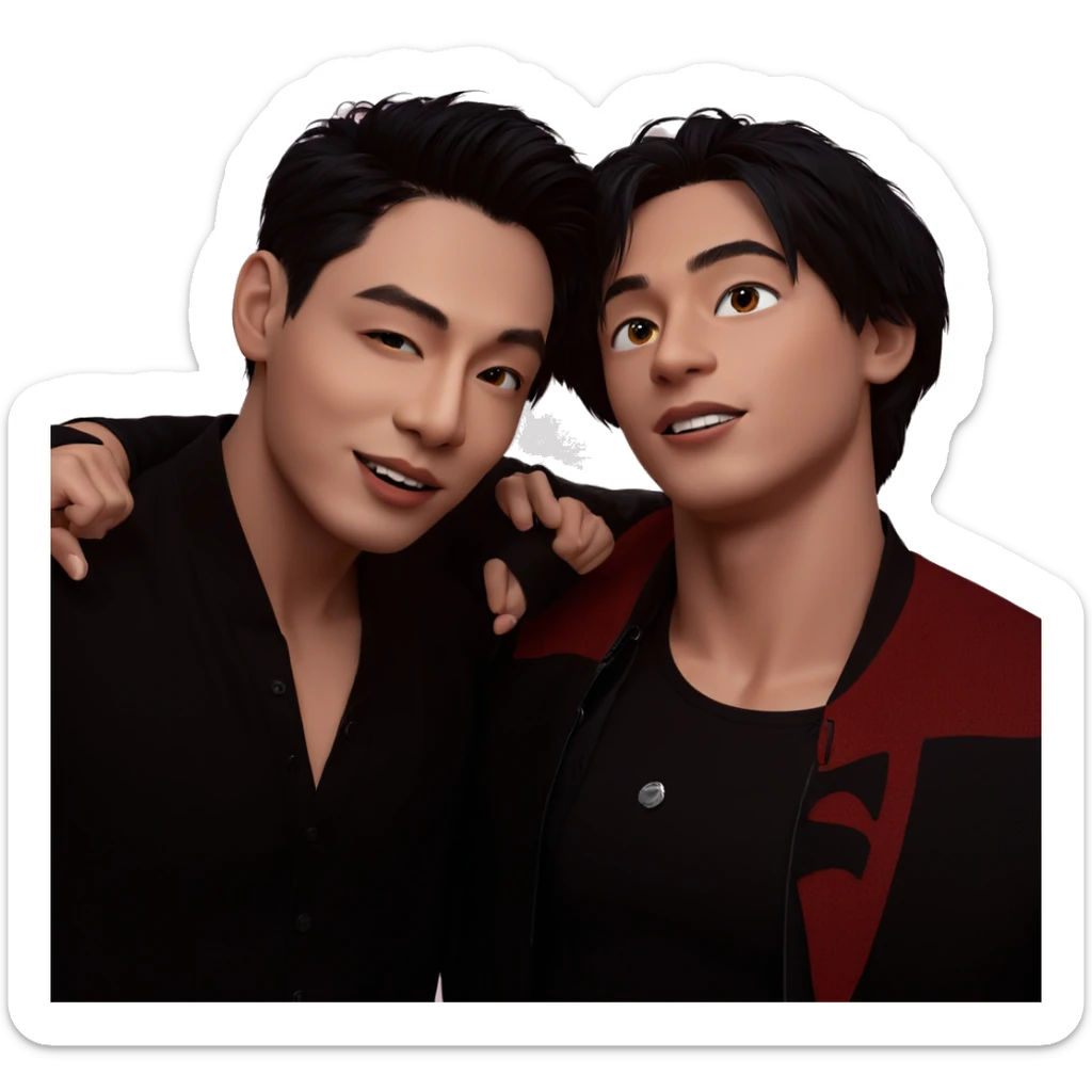 boys in stylish black outfits sticker