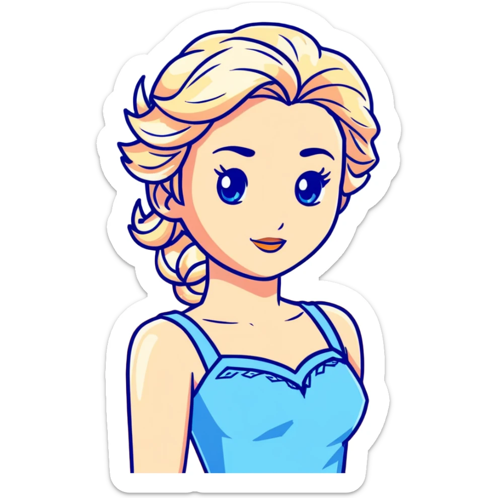 Elsa ice queen from Frozen with blue dress, chest up portrait sticker