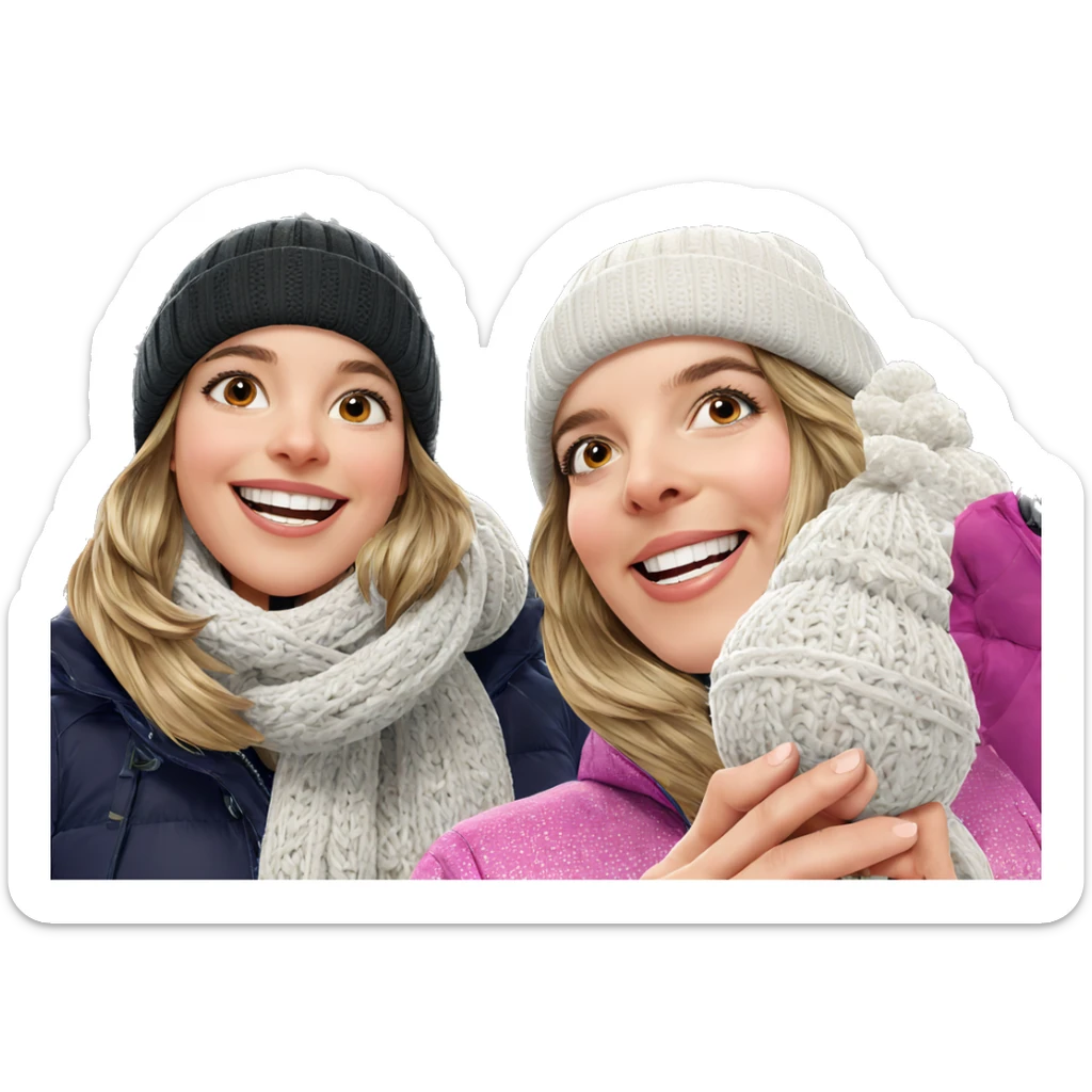 smiling girls in winter hats sticker