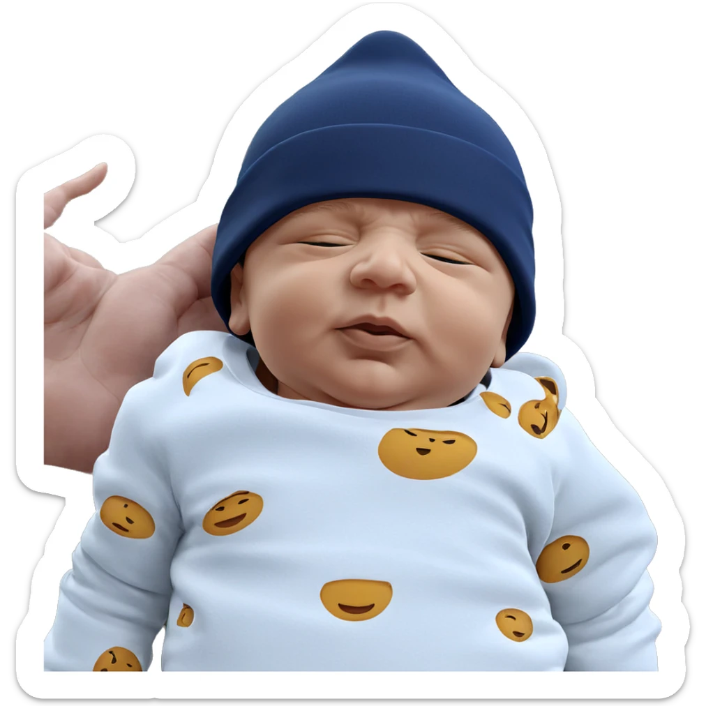 boy sleeping in beanie sticker