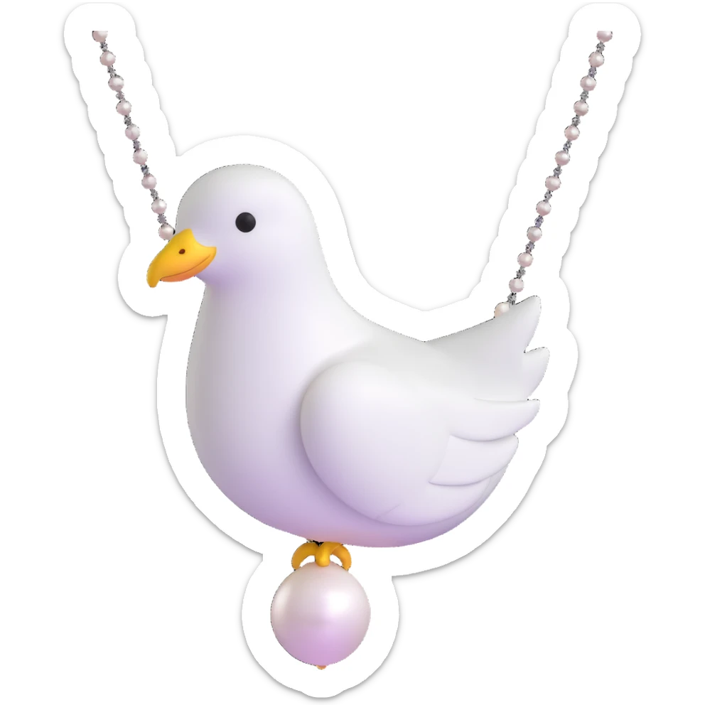 dove head novelty emoji with a pearl necklace and sophisticated demeanor sticker