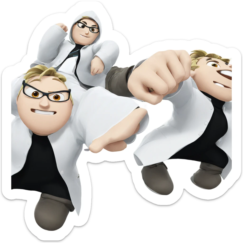 meme boy in labcoat sticker