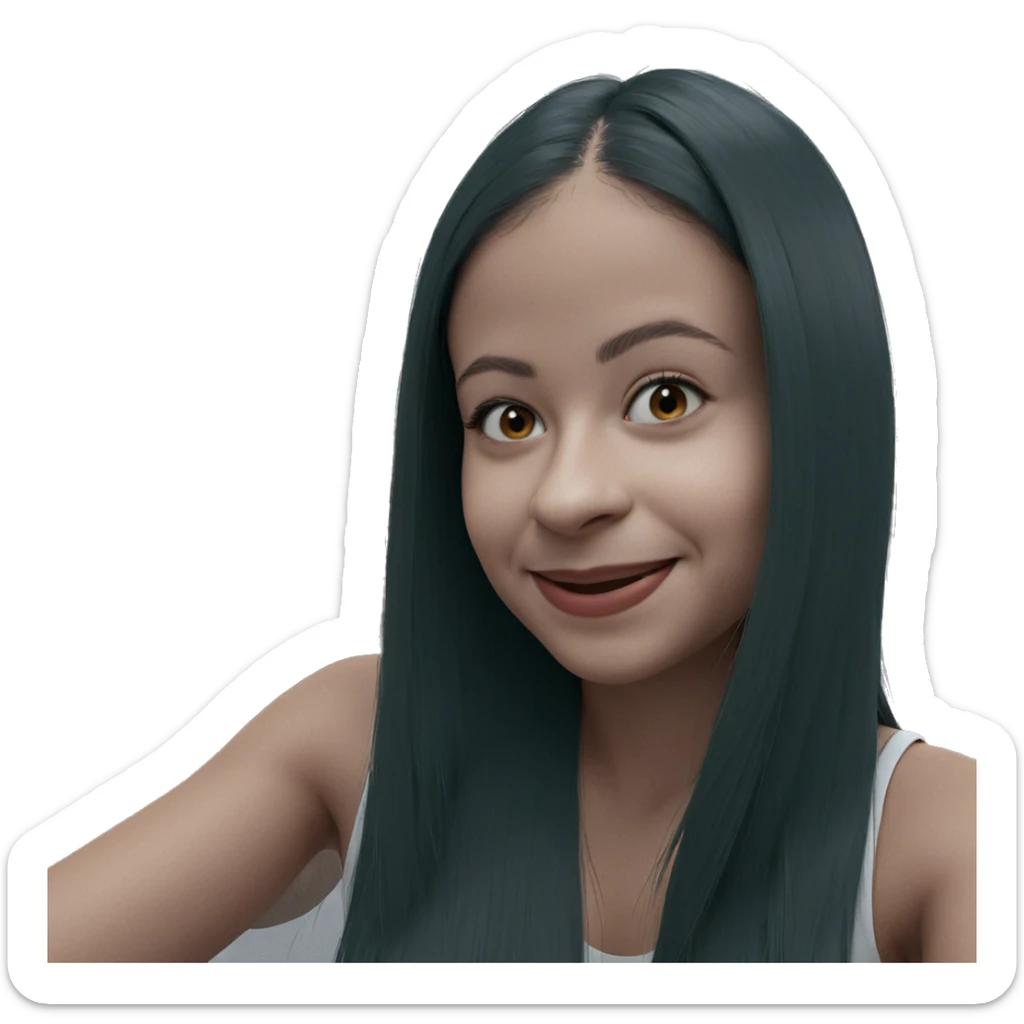 smiling girl with long hair sticker