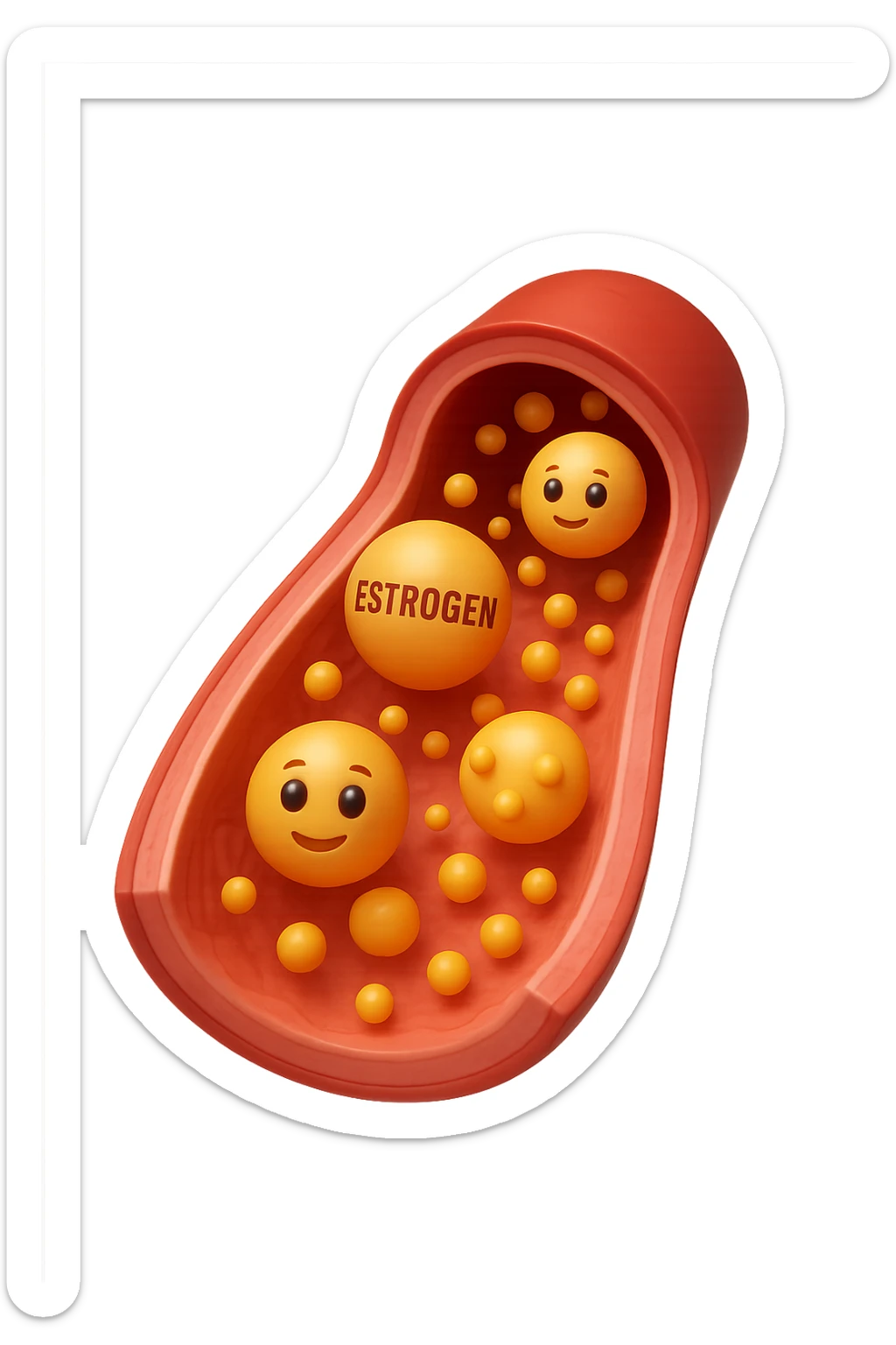 EMOJI STILE IPHONE 3D DI particelle di ormoni estrogeni che circolano in una vena umana sticker