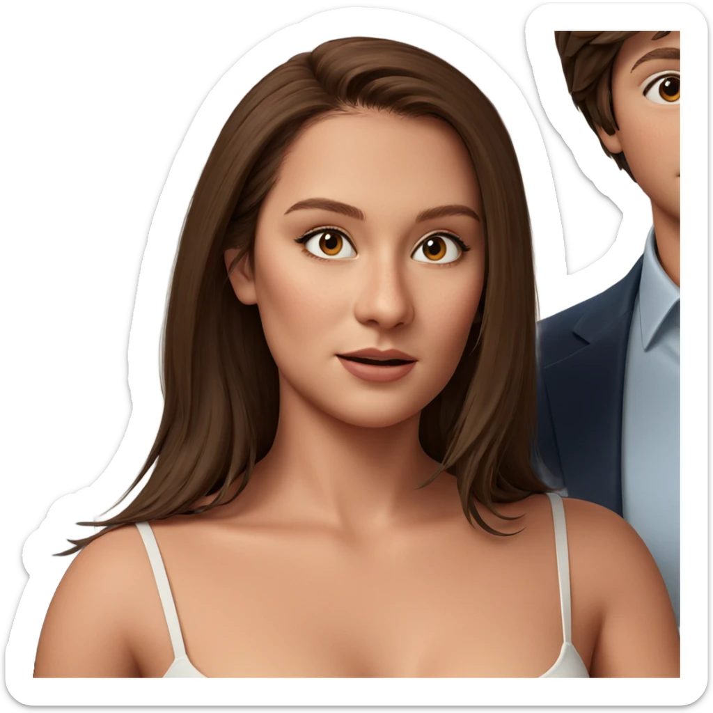 brown haired girl and boy sticker