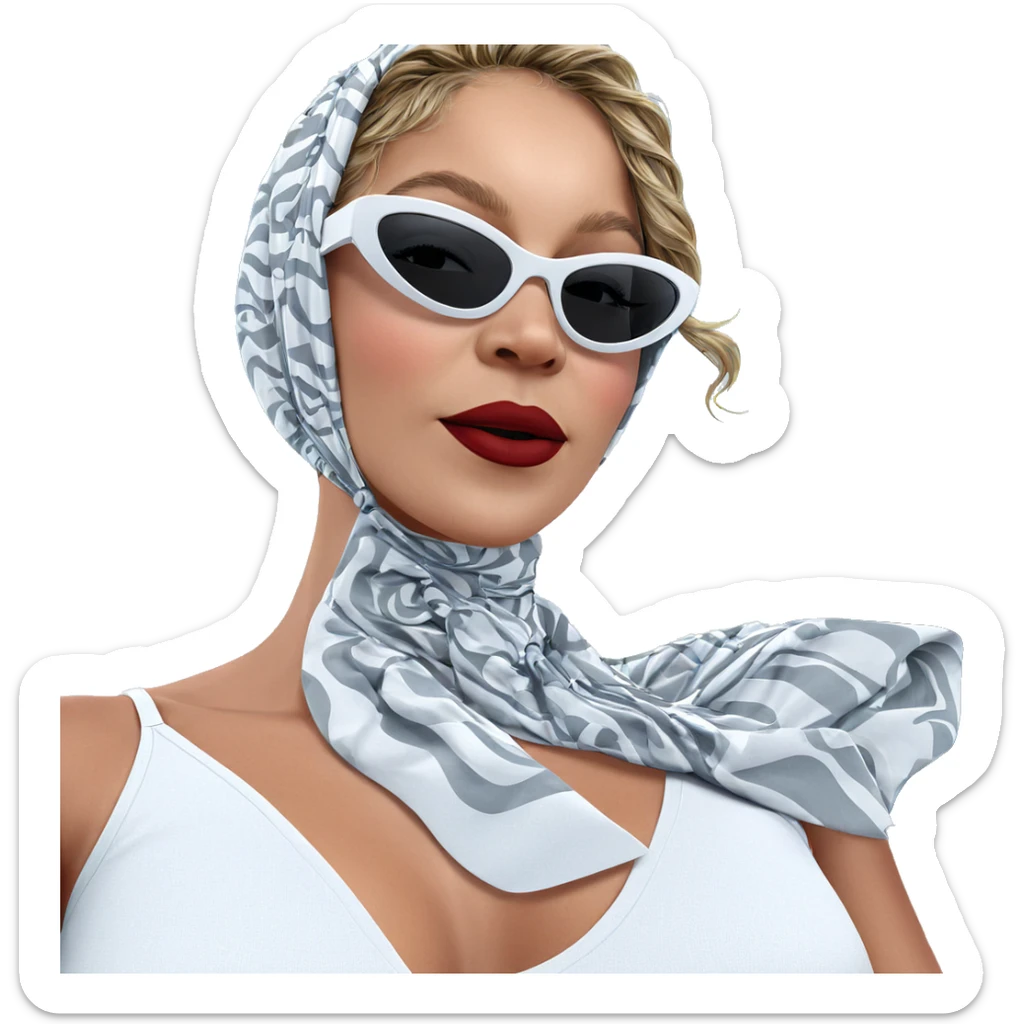 girl in sunglasses under sky sticker