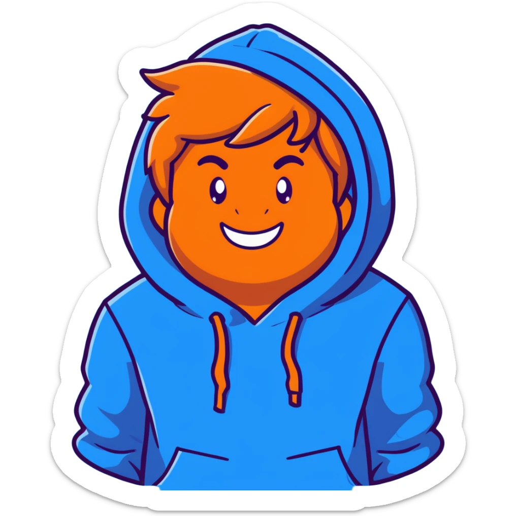 portrait of Mr. Beast, smiling, blue hoodie, energetic vibe sticker