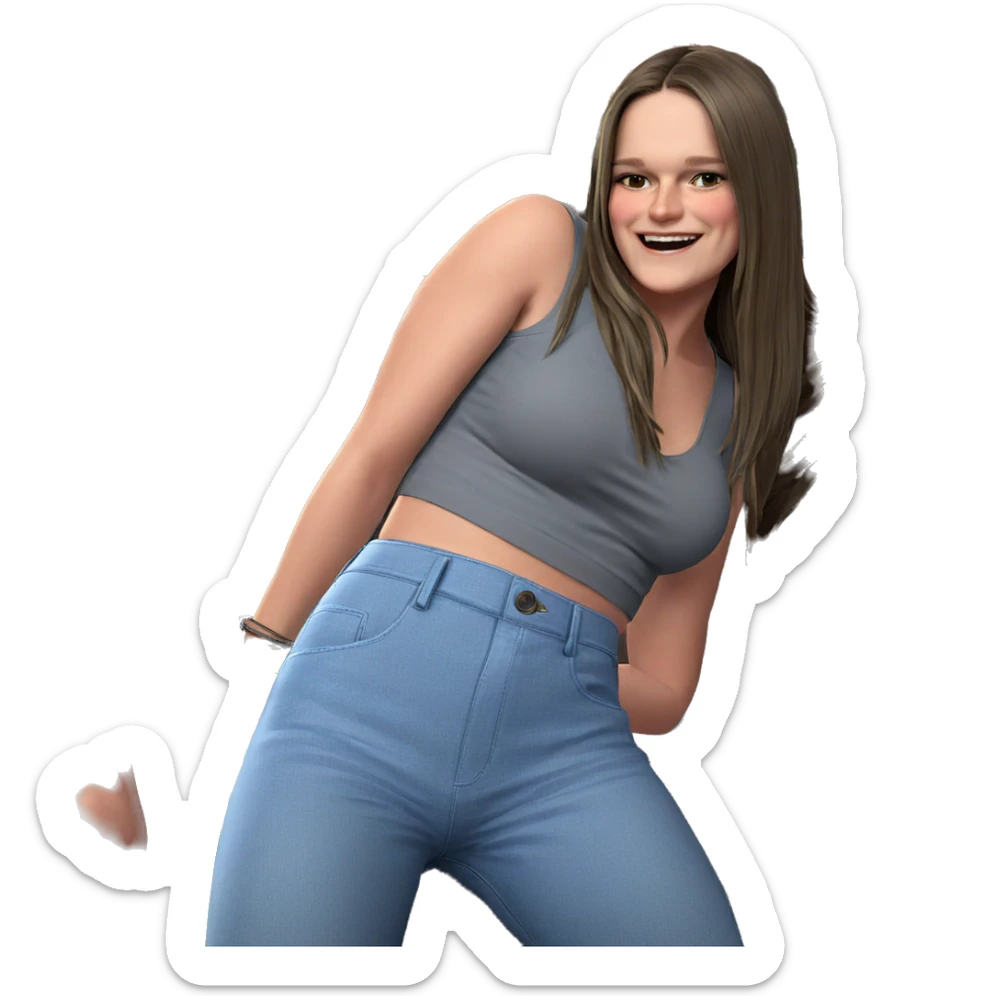 girls with long hair smiling sticker