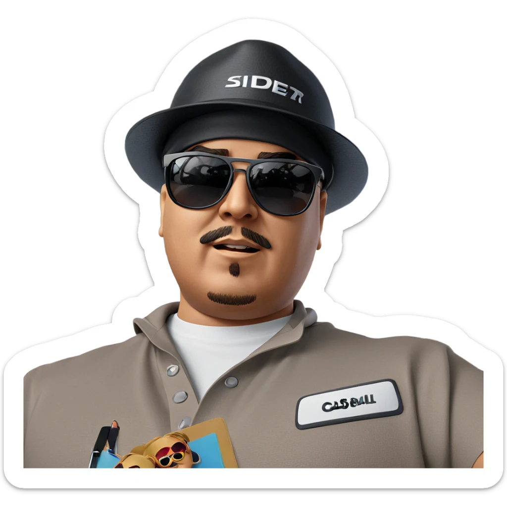 cool guy with sunglasses and hat sticker