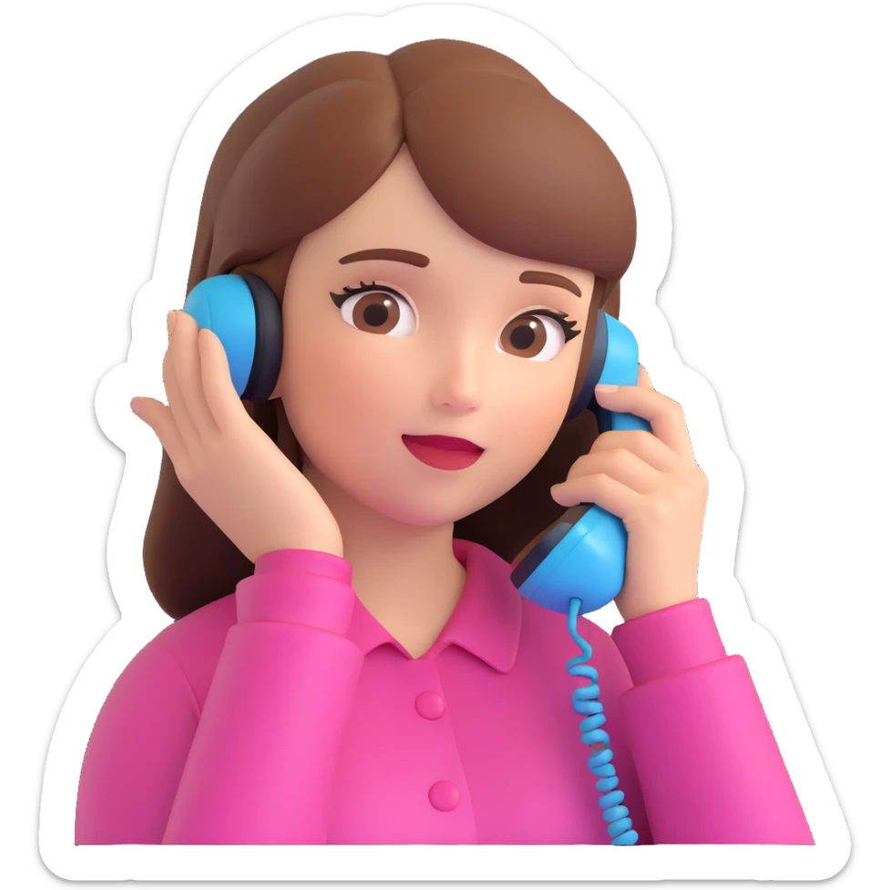 girl talking on phone bedroom background, close up pose sticker