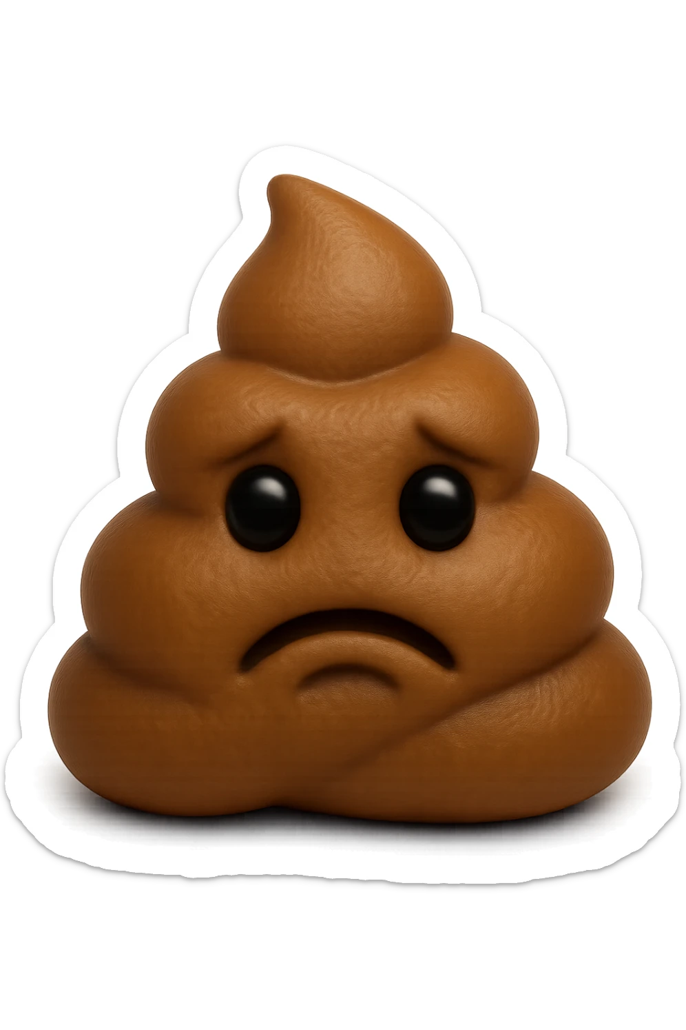 EMOJI STILE IPHONE 3D DI UNA MONTAGNETTA DI FECI A PALLINE CON ESPRESSIONE TRISTE, IPERREALISTICO 4K sticker