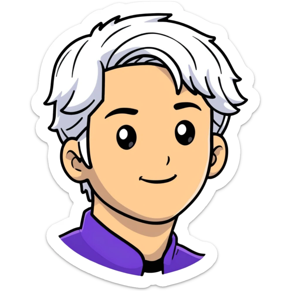 Carlos from Descendants, son of Cruella de Vil, white and black hair, freckles sticker