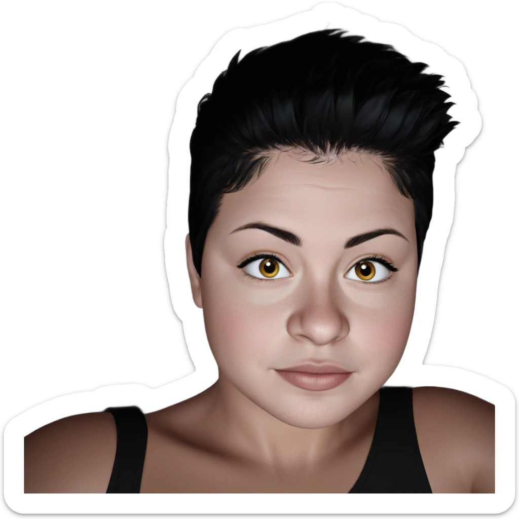 portrait of a black haired boy sticker