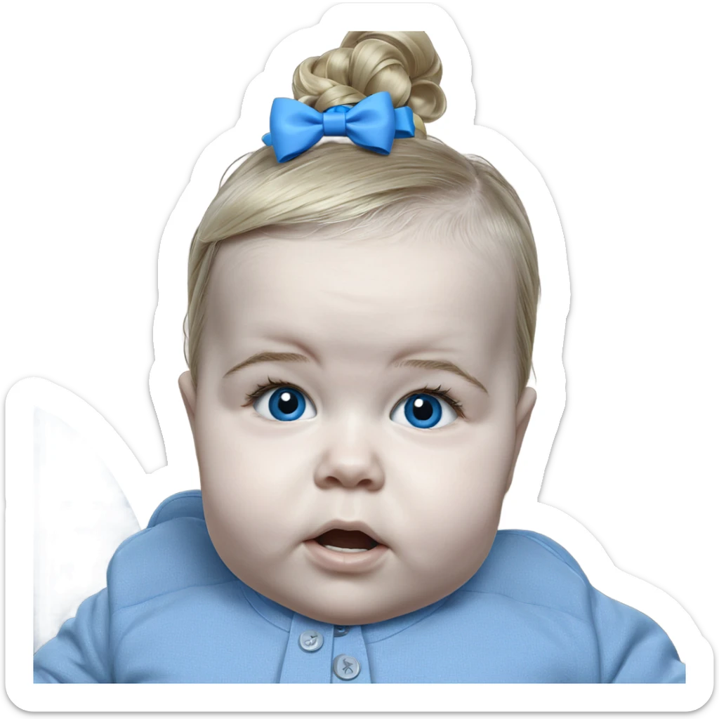 blonde girl with blue bow sticker