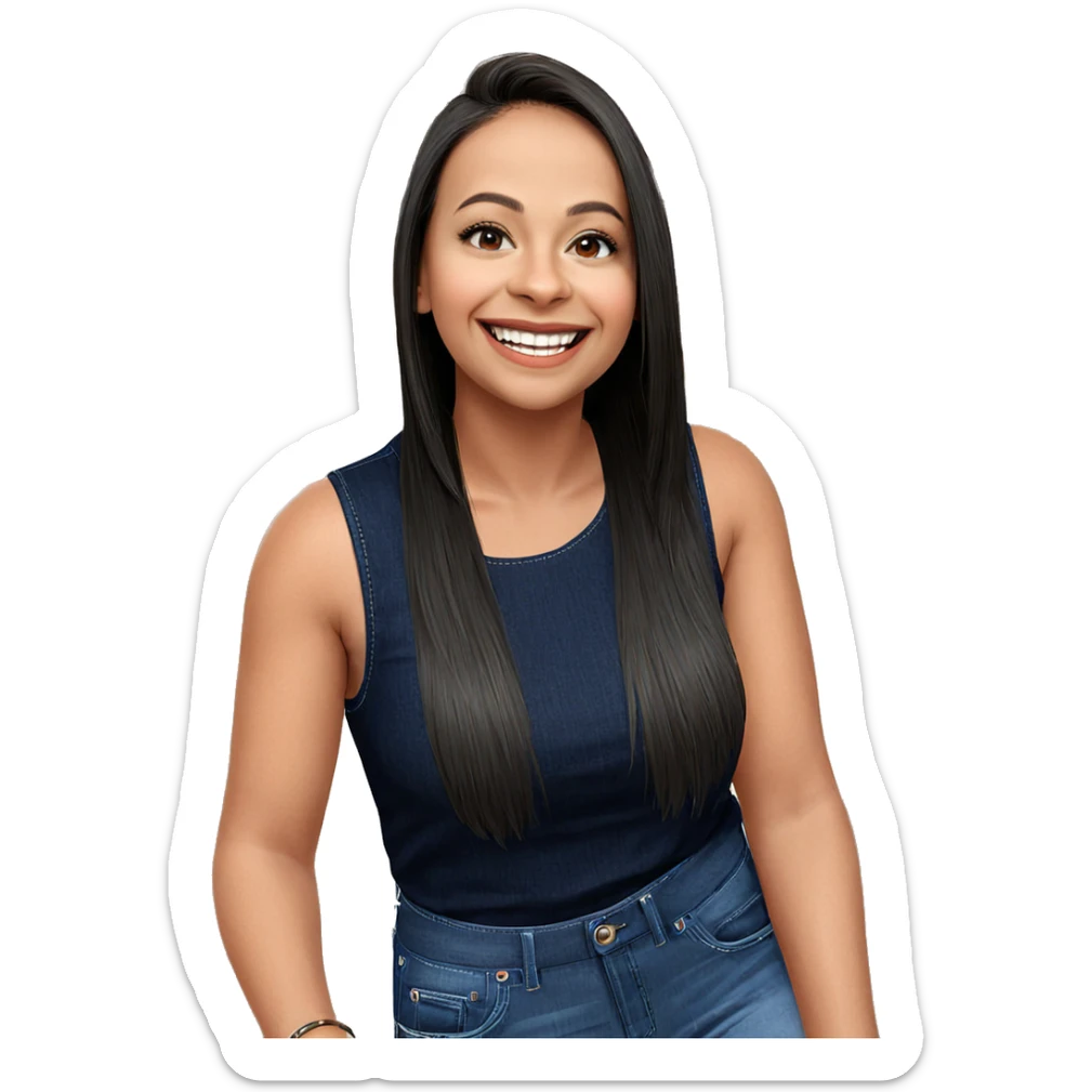 smiling girl in denim top sticker