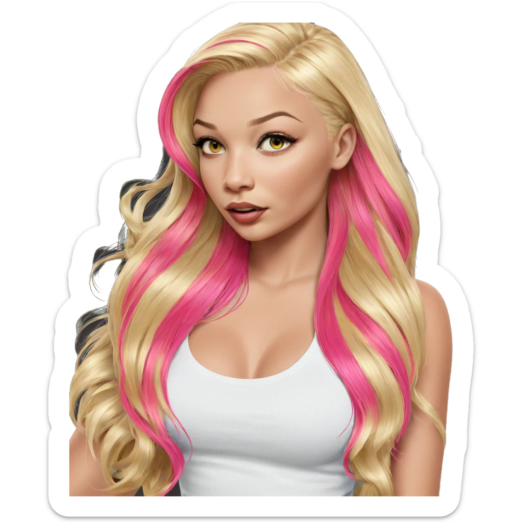 blonde girl with multicolored hair sticker