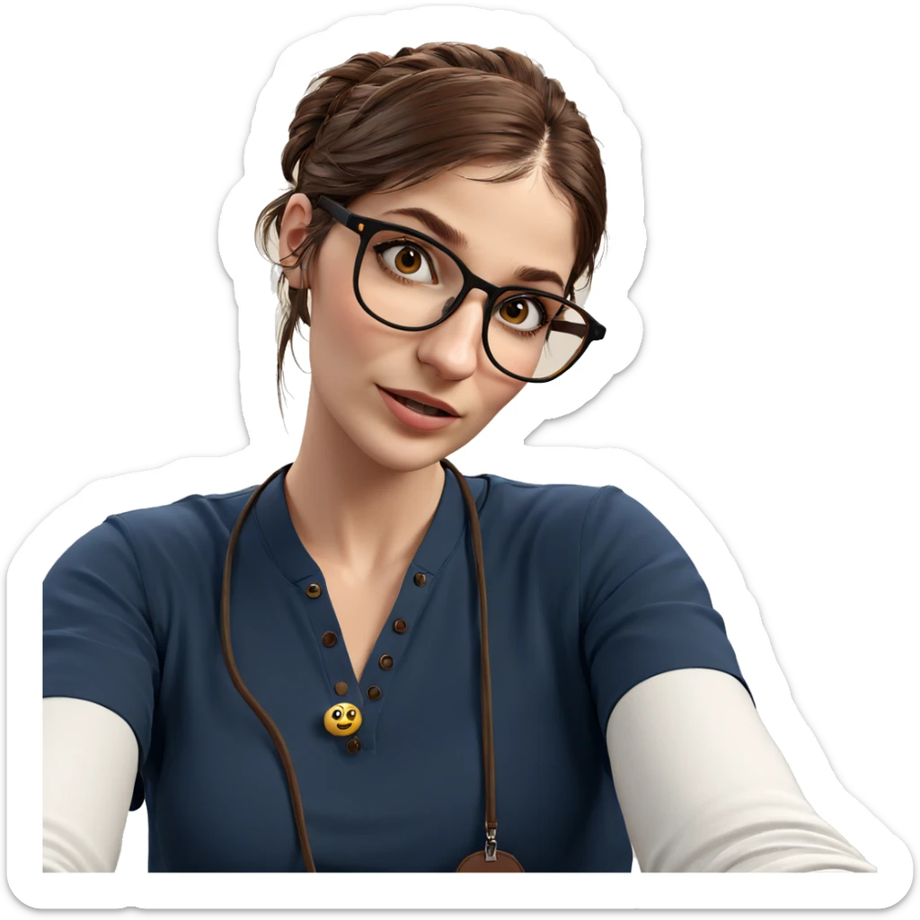 brown-haired girl with glasses sticker