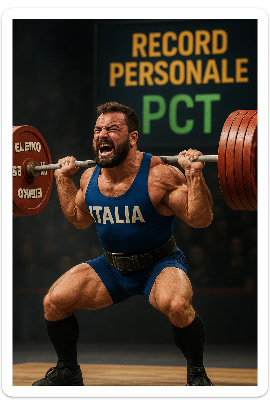 Powerlifter in gara che fa record grazie alla sua "PCT" in italiano sticker