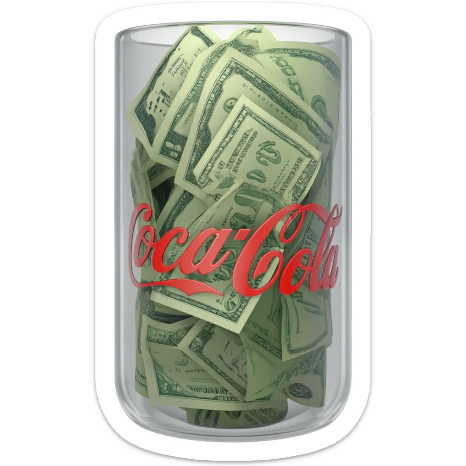coca-cola can stuffed with dollars sticker